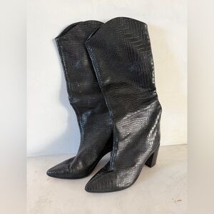 Schutz Maryana Block boot heel black croc size 39